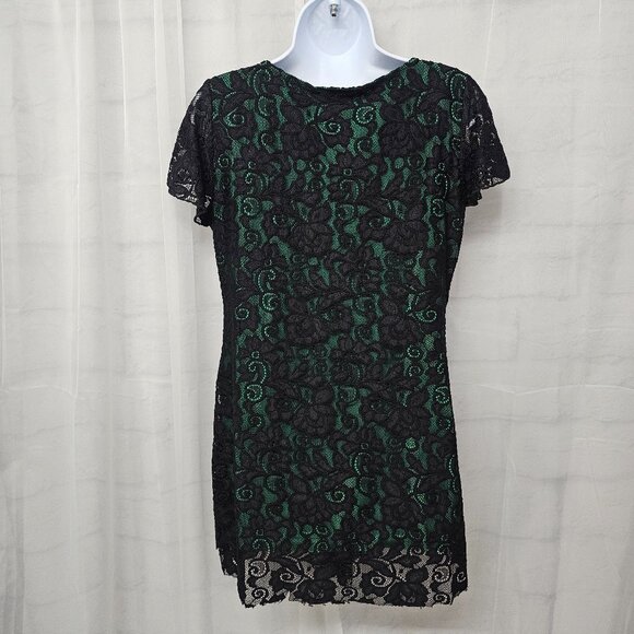 Vintage Black Green Y2k Corset Dress Lace Mini Goth Punk Whimsigoth Tunic 1X - Picture 7 of 11